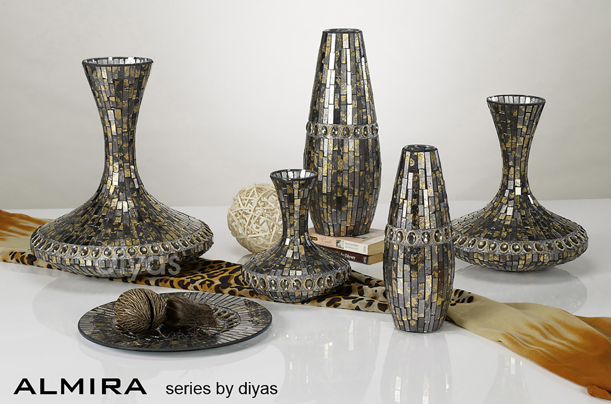 Almira Mosaic Art Glassware Diyas Home Vases